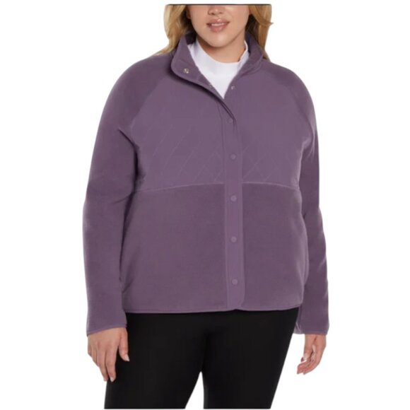 NEW GapFit Mixed Media Fleece Jacket | Purple - Picture 1 of 6